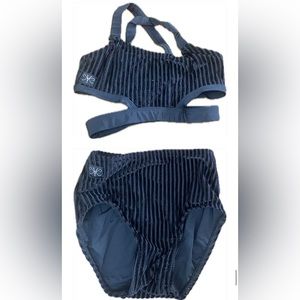 Kandi Kouture Dancewear Set 
Striped black cutout top and matching briefs